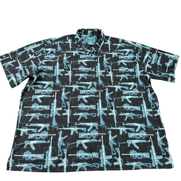 RETRO RIFLE X-RAY Gun BUTTON DOWN Shirt 4XL